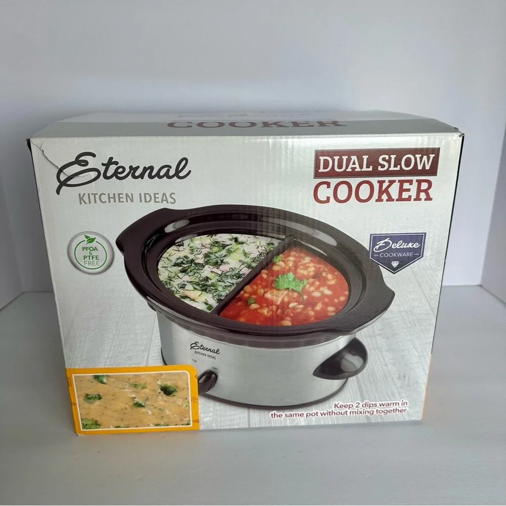 New In Box Eternal Kitchen Ideas Dual Slow Cooker 16 Oz Each Side Small Portable